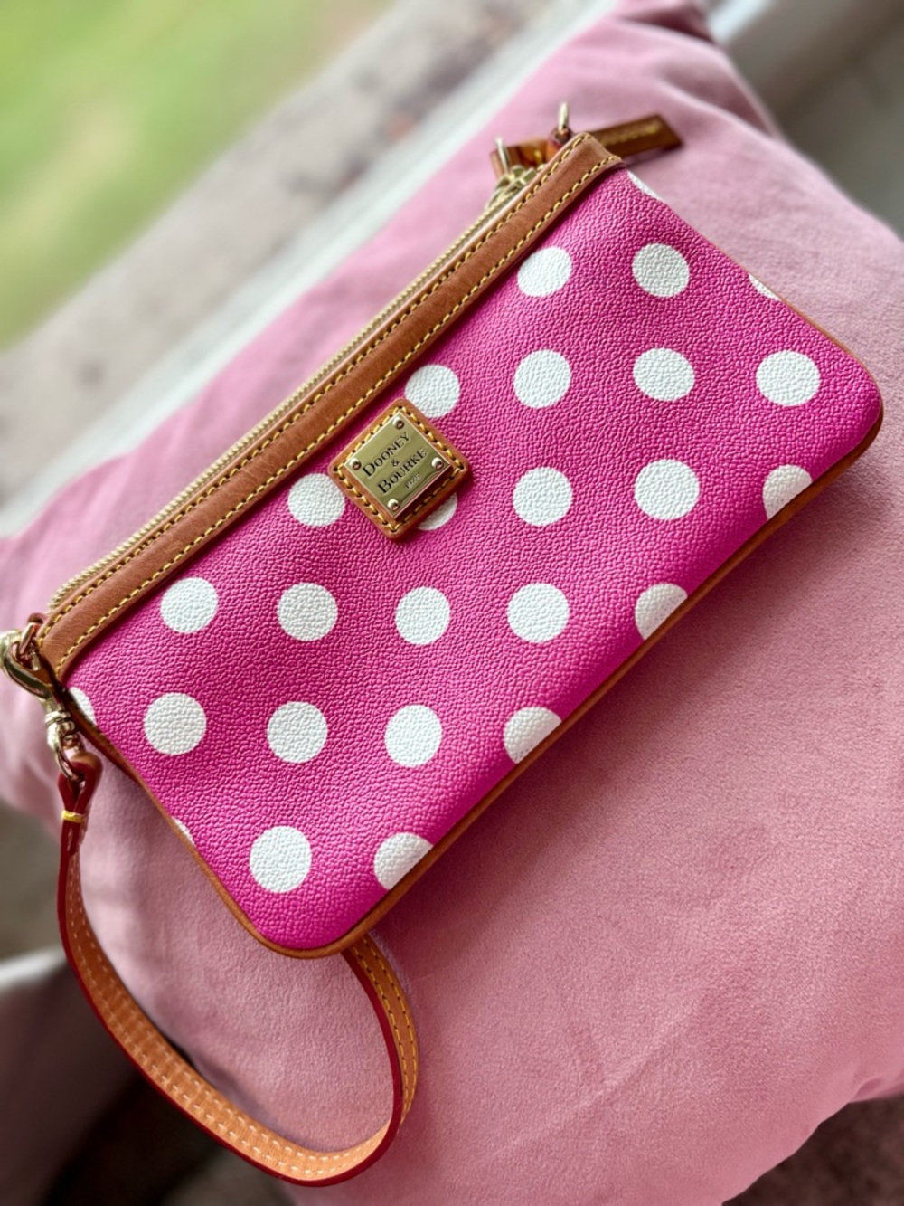 Dooney & Bourke Pink Polka Dot Wristlet